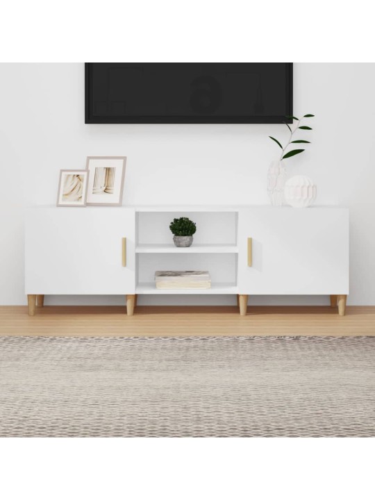 Televizoriaus spintelė, balta, 150x30x50cm, apdirbta mediena