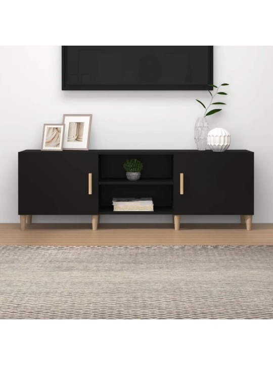 Televizoriaus spintelė, juoda, 150x30x50cm, apdirbta mediena