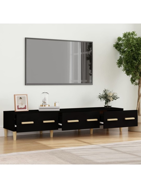 Televizoriaus spintelė, juoda, 150x34,5x30cm, apdirbta mediena