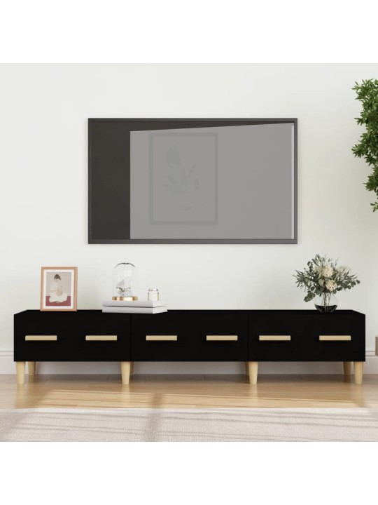 Televizoriaus spintelė, juoda, 150x34,5x30cm, apdirbta mediena