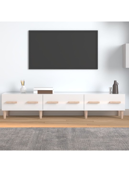 Televizoriaus spintelė, balta, 150x34,5x30cm, mediena, blizgi