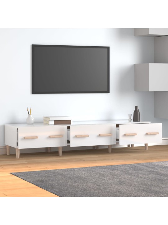 Televizoriaus spintelė, balta, 150x34,5x30cm, mediena, blizgi