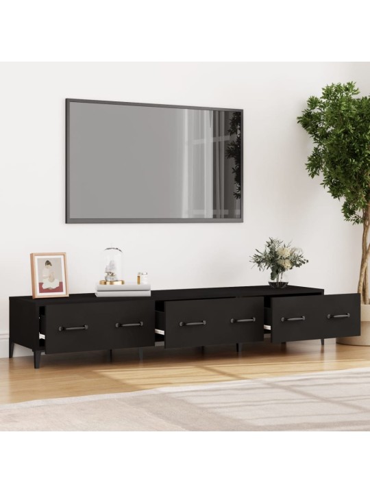 Televizoriaus spintelė, juoda, 150x34,5x30cm, apdirbta mediena