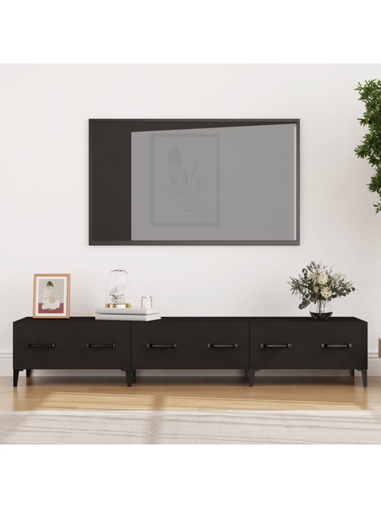 Televizoriaus spintelė, juoda, 150x34,5x30cm, apdirbta mediena