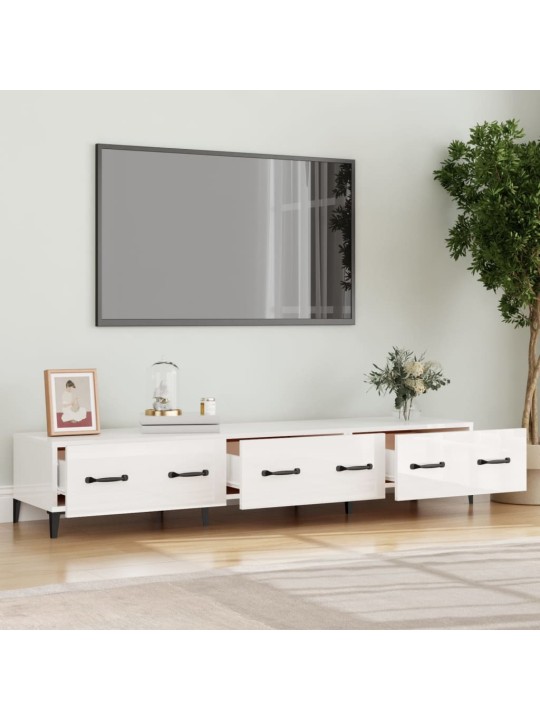 Televizoriaus spintelė, balta, 150x34,5x30cm, mediena, blizgi