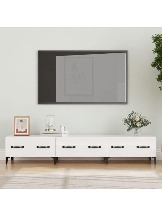 Televizoriaus spintelė, balta, 150x34,5x30cm, mediena, blizgi