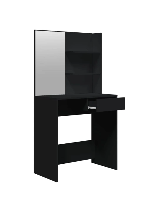 Kosmetinio staliuko rinkinys, juodos spalvos, 74,5x40x141cm