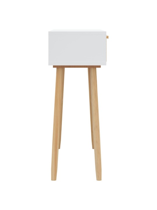 Konsolinis staliukas, baltas, 80x30x75cm, pušis ir ratanas