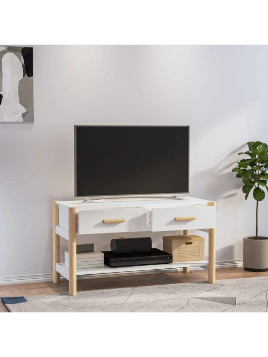 Televizoriaus spintelė, baltos spalvos, 82x38x45cm, mediena