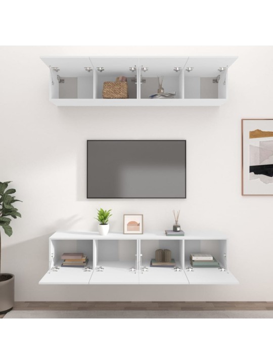 Televizoriaus spintelės, 4vnt., baltos, 80x30x30cm, mediena