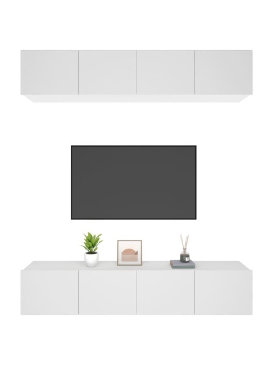 Televizoriaus spintelės, 4vnt., baltos, 80x30x30cm, mediena