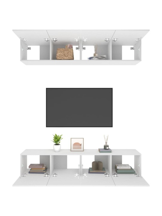 Televizoriaus spintelės, 4vnt., baltos, 80x30x30cm, mediena