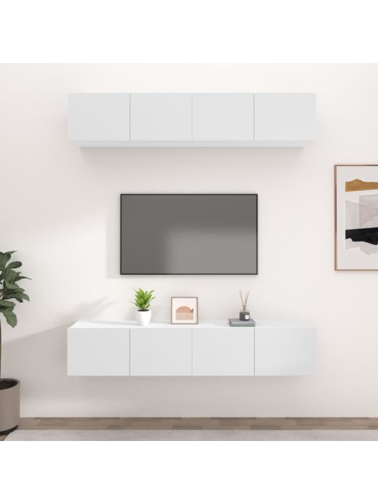 Televizoriaus spintelės, 4vnt., baltos, 80x30x30cm, mediena