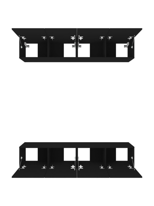 Televizoriaus spintelės, 4vnt., juodos, 80x30x30cm, mediena