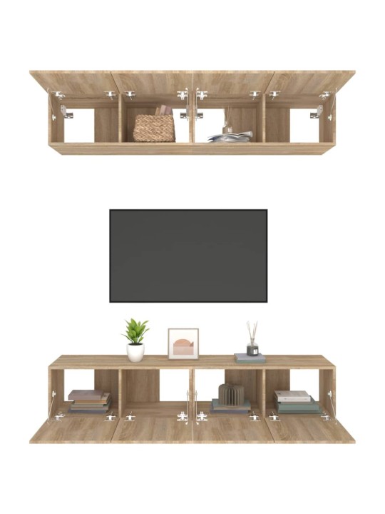 Televizoriaus spintelės, 4vnt., ąžuolo, 80x30x30cm, mediena