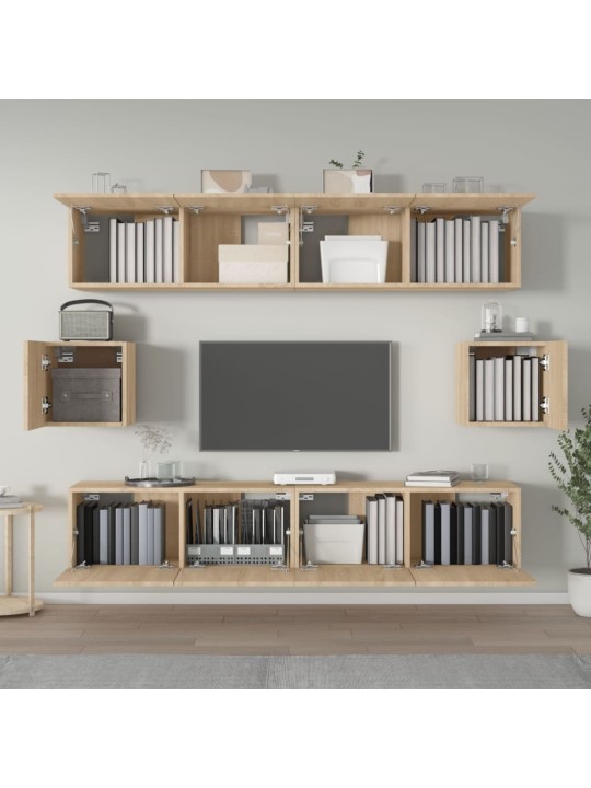 Televizoriaus spintelių komplektas, 6 dalių, ąžuolo, mediena