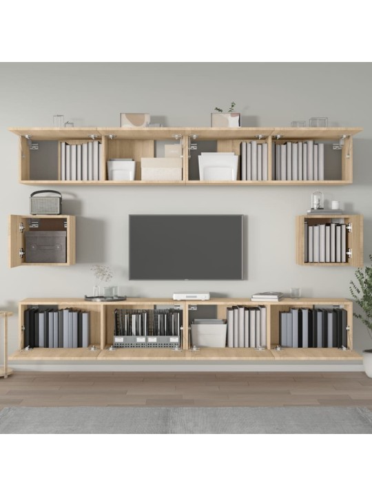 Televizoriaus spintelių komplektas, 6 dalių, ąžuolo, mediena