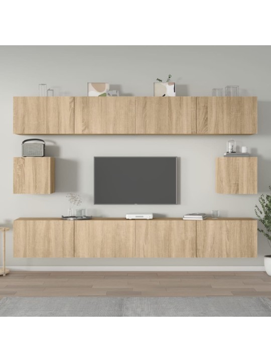 Televizoriaus spintelių komplektas, 6 dalių, ąžuolo, mediena