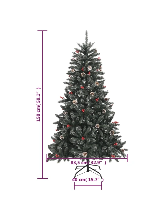 Dirbtinė Kalėdų eglutė su stovu, žalios spalvos, 150cm, PVC