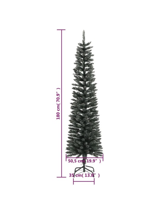 Dirbtinė siaura Kalėdų eglutė su stovu, žalia, 180cm, PVC