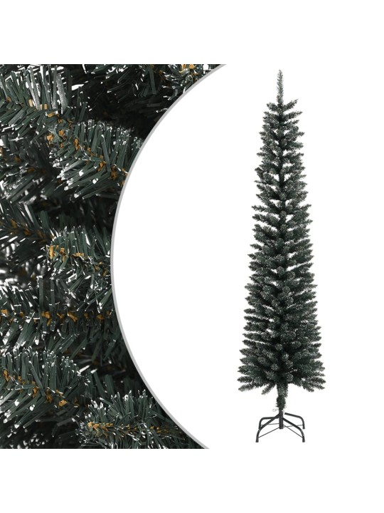 Dirbtinė siaura Kalėdų eglutė su stovu, žalia, 240cm, PVC