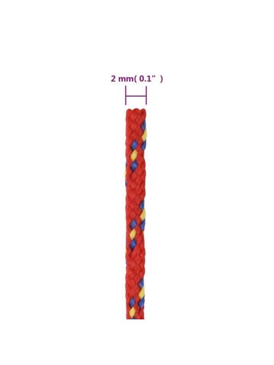 Valties virvė, raudonos spalvos, 2mm, 25m, polipropilenas