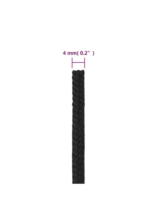 Valties virvė, visiškai juoda, 4mm, 50m, polipropilenas