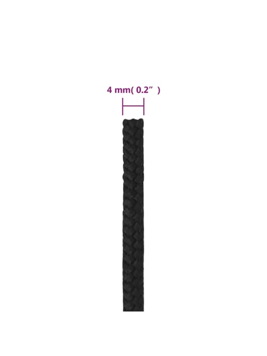 Valties virvė, visiškai juoda, 4mm, 50m, polipropilenas