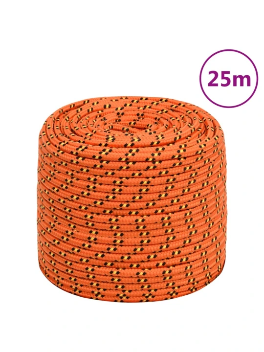 Valties virvė, oranžinės spalvos, 8mm, 25m, polipropilenas
