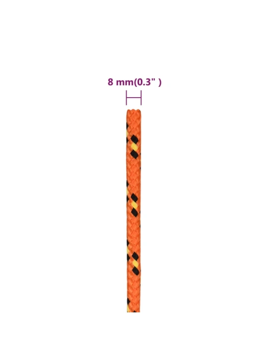 Valties virvė, oranžinės spalvos, 8mm, 25m, polipropilenas