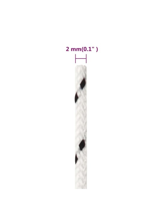 Pinta valties virvė, baltos spalvos, 2mmx25m, poliesteris