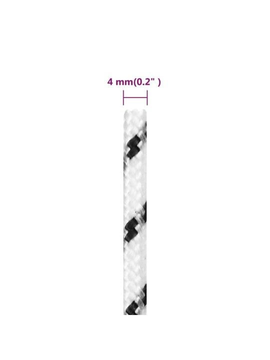 Pinta valties virvė, baltos spalvos, 4mmx25m, poliesteris