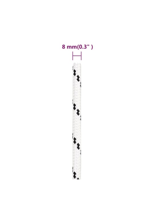 Pinta valties virvė, baltos spalvos, 8mmx25m, poliesteris