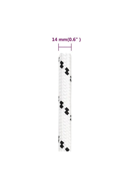 Pinta valties virvė, baltos spalvos, 14mmx25m, poliesteris