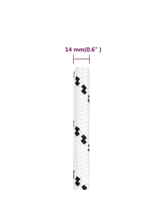 Pinta valties virvė, baltos spalvos, 14mmx250m, poliesteris