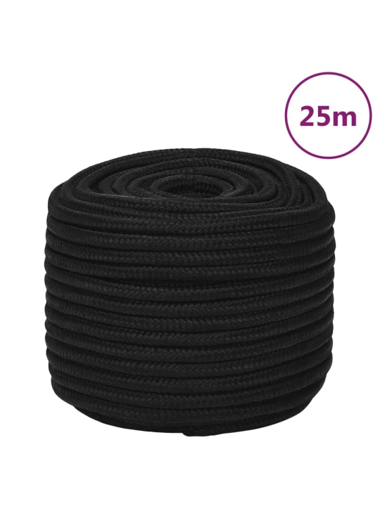 Darbo virvė, juodos spalvos, 12mm, 25m, poliesteris