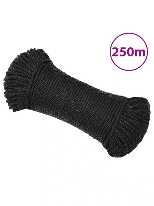 Darbo virvė, juodos spalvos, 6mm, 250m, polipropilenas