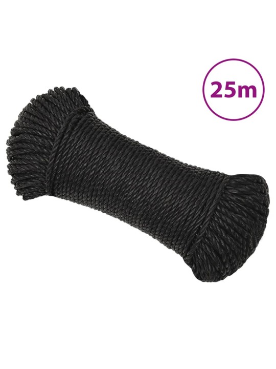 Darbo virvė, juodos spalvos, 8mm, 25m, polipropilenas