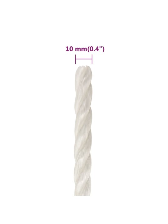 Darbo virvė, baltos spalvos, 10mm, 50m, polipropilenas