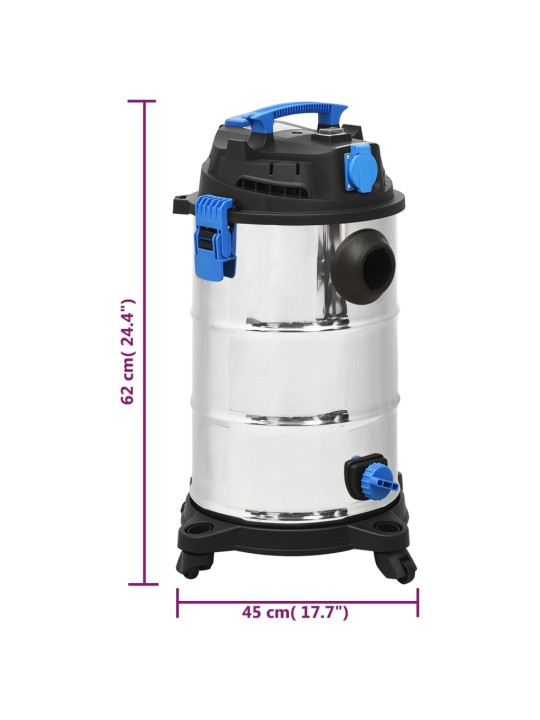 Sauso ir šlapio valymo dulkių siurblys, sidabrinis, 1200W, 30l