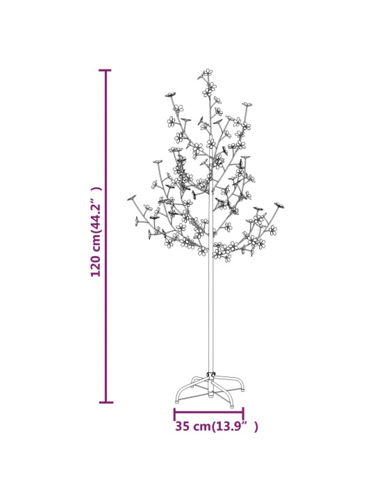 LED medis su vyšnių žiedais, 120cm, 84 šiltos baltos LED