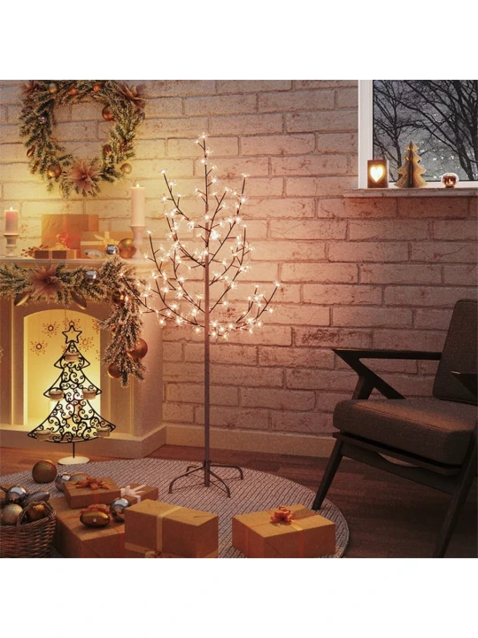 LED medis su vyšnių žiedais, 120cm, 84 šiltos baltos LED
