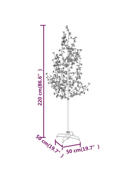 LED medis su vyšnių žiedais, 220cm, 220 šiltų baltų LED