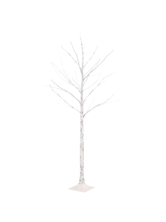 Beržas su 72 šiltomis baltomis LED lemputėmis, 150cm, baltas