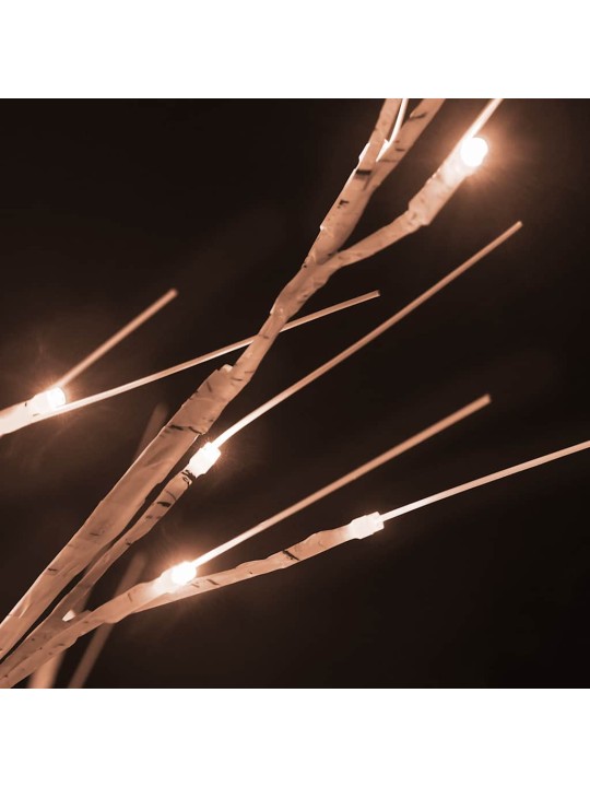 Beržas su 72 šiltomis baltomis LED lemputėmis, 150cm, baltas