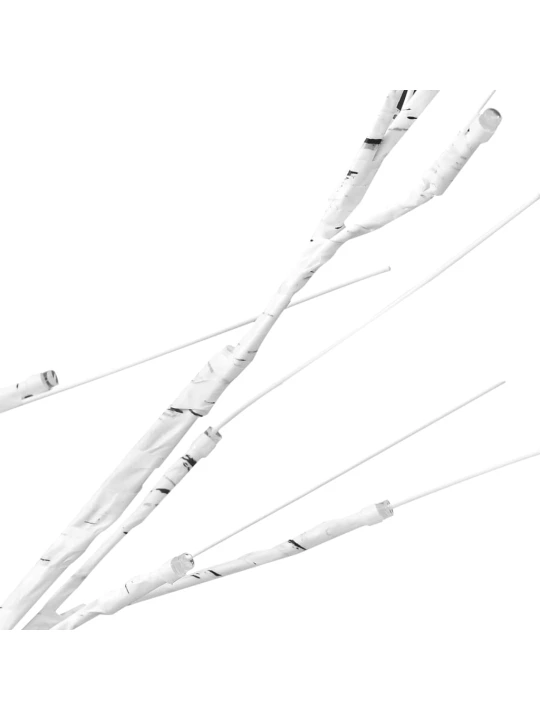 Beržas su 72 šiltomis baltomis LED lemputėmis, 150cm, baltas