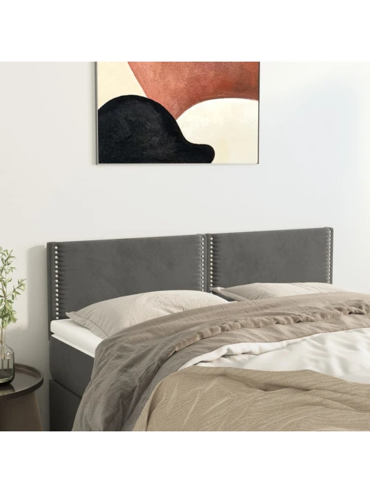 Galvūgaliai, 2vnt., tamsiai pilki, 72x5x78/88cm, aksomas