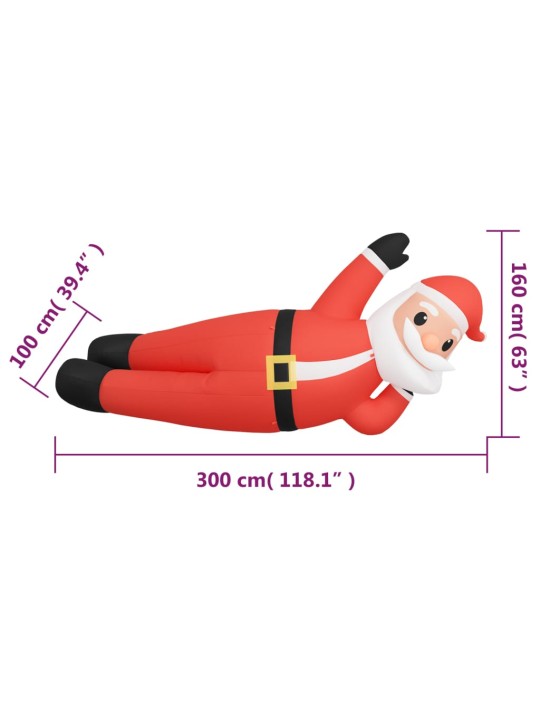 Pripučiamas Kalėdų Senelis su LED lemputėmis, 160cm