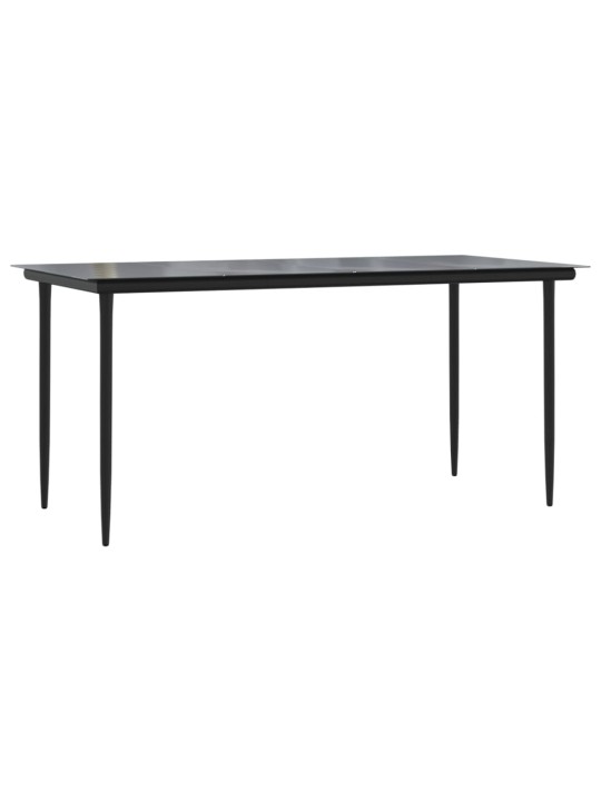 Sodo valgomojo stalas, juodas, 160x80x74cm, plienas ir stiklas