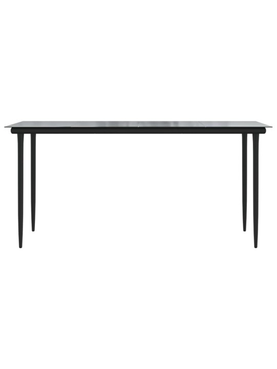 Sodo valgomojo stalas, juodas, 160x80x74cm, plienas ir stiklas